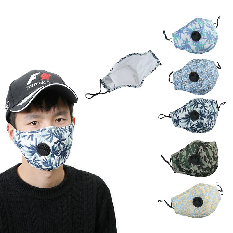 DHL-Versand 50 Stück wiederverwendbare waschbare Baumwoll-Mund-Gesichtsmasken-Abdeckung Atemschutzmaske Anti-Staub-Designer-Gesichtsmaske Leinenmaske