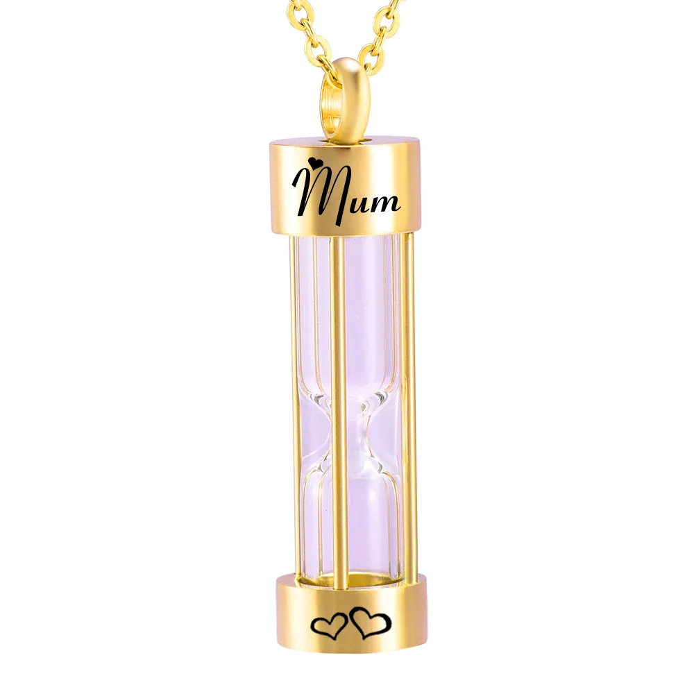 Gepersonaliseerde Gouden Zandloper Urn Hanger Cremation Jewelry Urn Kettingen Memorial Ashes Necklace voor Vrouwen Gratis Vul Kit Ketting