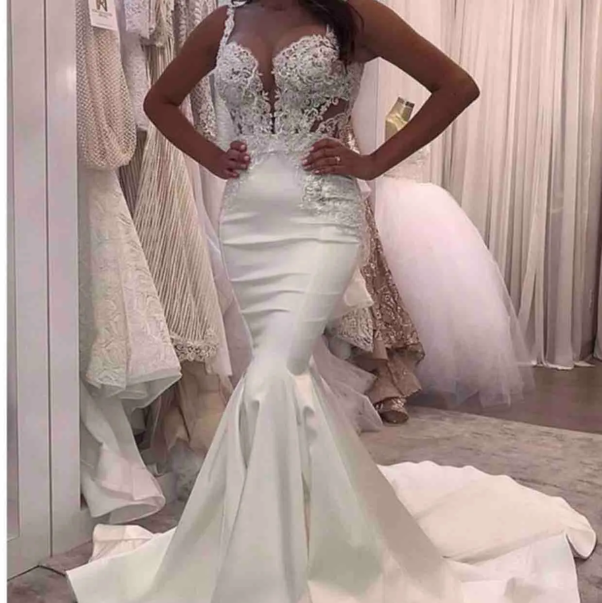 Nuovi abiti da sposa a sirena araba senza spalline Appliques in pizzo Perline Illusion Abito da ospite per un matrimonio Plus Size Abiti da sposa formali personalizzati