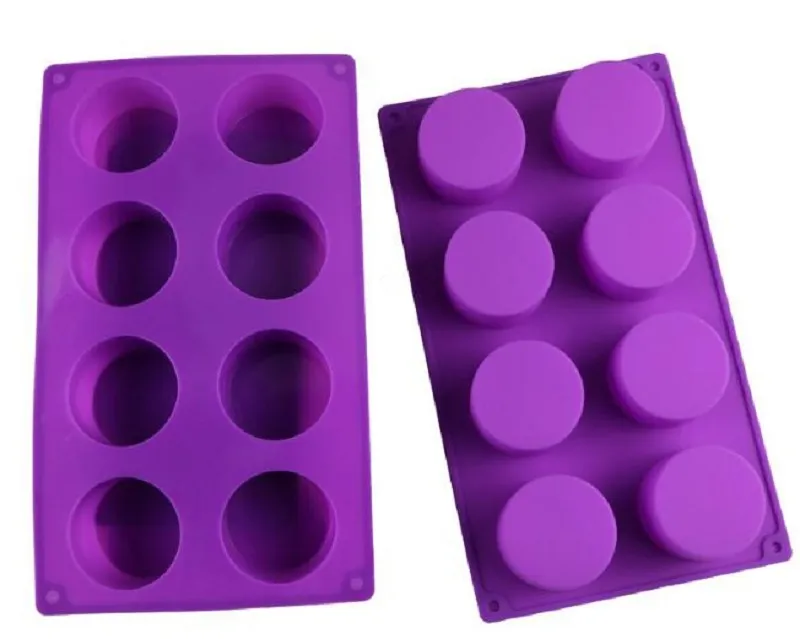 8 holles Cake Pastry Baking Round Jelly Gummy Soap Muffin Mousse Cake Tools Silicone Pudding Mold KD18333901