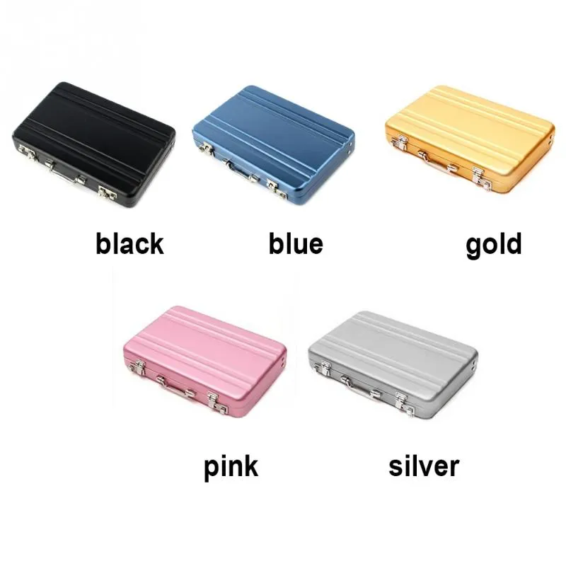 4-Pack Aluminum Business Card Holder Cases - Mini Suitcase Design Credit Card Organizer