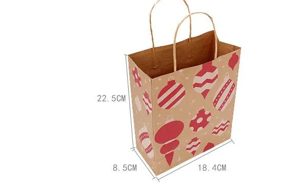 24 Sacchetti Regalo Natalizi In Carta Kraft - Con Manici, 4 Design Classici (Babbo Natale, Albero, Palla, Regalo) 21x15x8 Cm