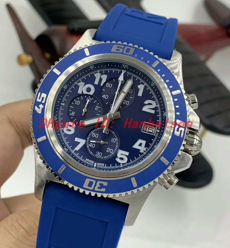 1884 Mens Horloges Montre de Luxe VK Quartz Beweging Roestvrijstalen Blauw Dial Rubberen Strap Relojes Lujo Para Hombre Chronograaf