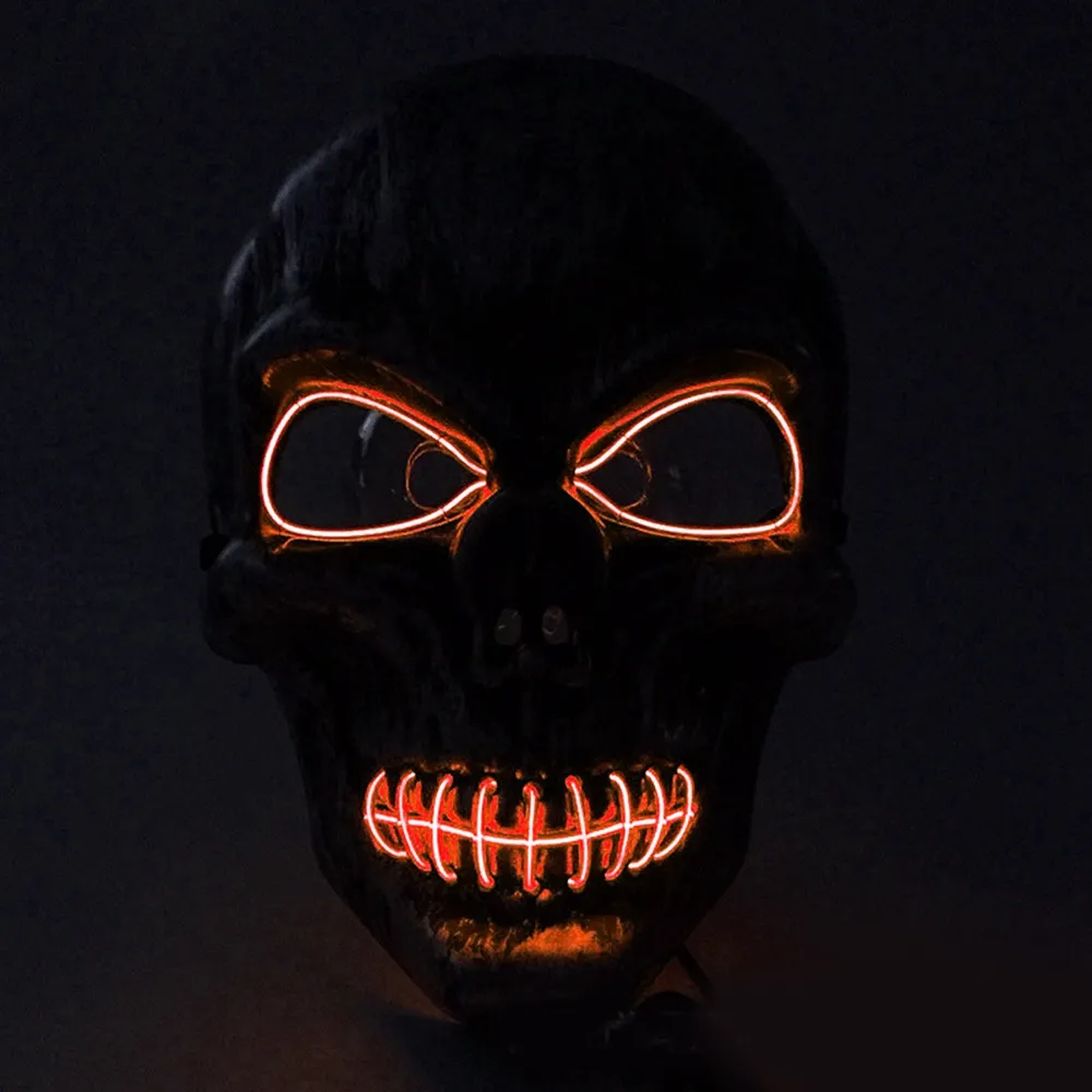 BRELONG Halloween Creative Skull Tone Mask Horror EL Cool Light Trucco alla moda per le feste