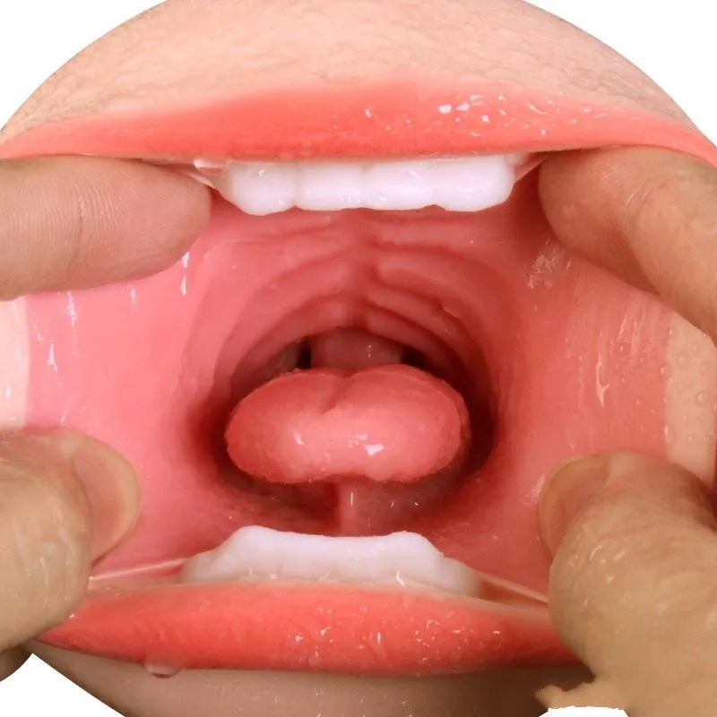 2019 Oral Male Masturbator Cup, boquete portátil Realistic imitadores vagina artificial de bolso Sex Toys por Homens com língua, Masturbação Masculino