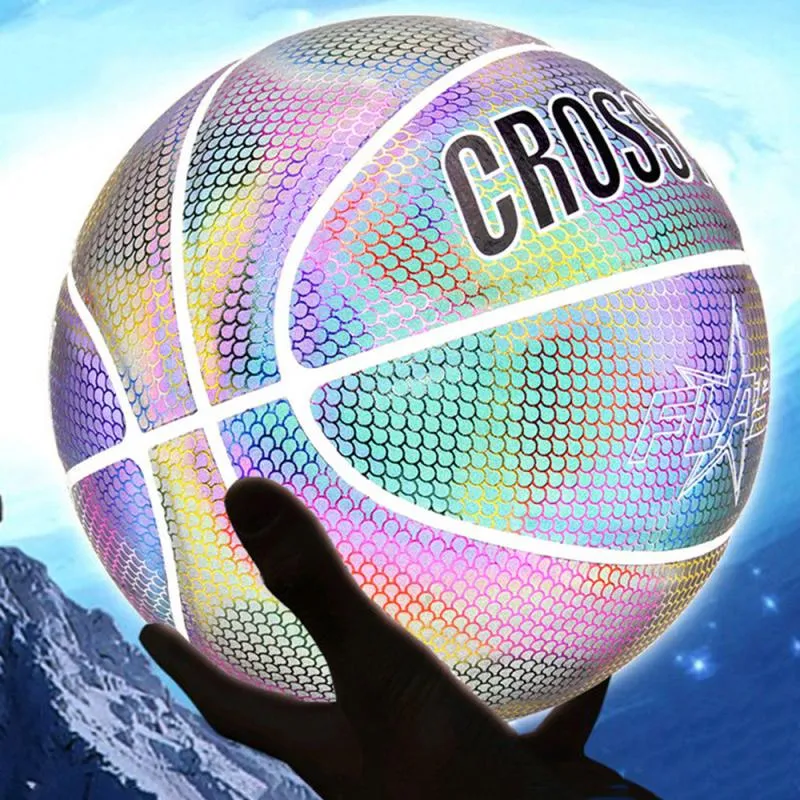 Размер 7 светоотражающий баскетбольный мяч светящийся баскетбол светящийся свет баскетбольный мяч с сетчатой сумкой подарочные игрушки набор для мальчиков девочек