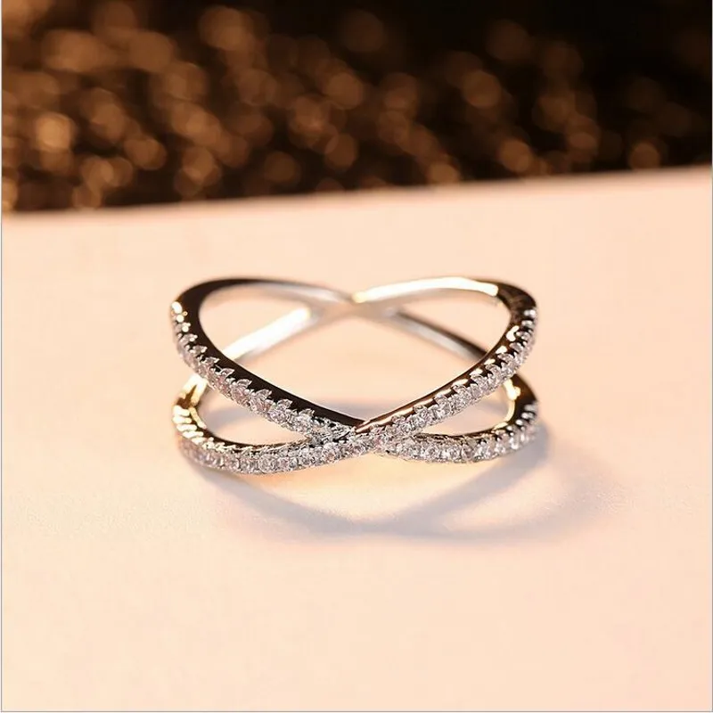 Klasyczny Handamde Moda Biżuteria Prawdziwe 100% 925 Sterling Silver Cute 5a Cubic Cyrkonia Etykiety Ring Party Wedding Engagement Band Set Set