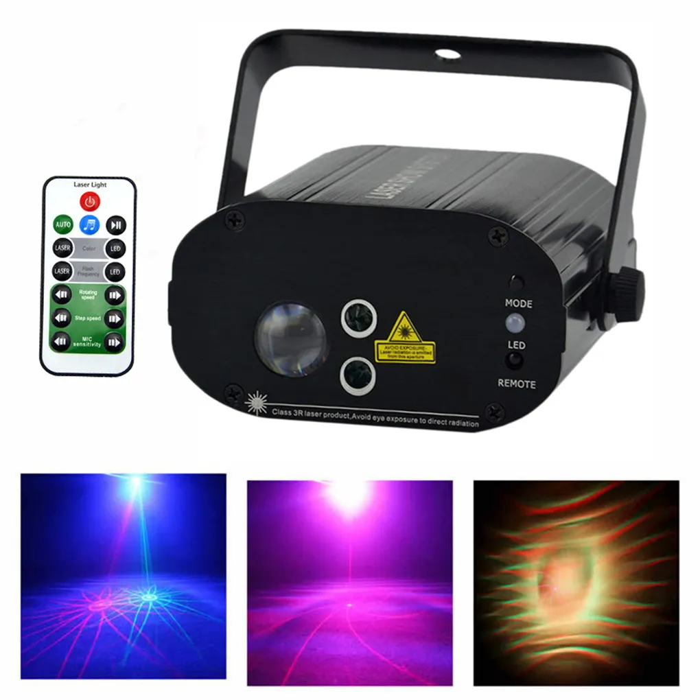 AUCD Mini luci da palco LED CA 110-240V RGB portatili 12 modelli Illuminazione laser PRO per club DJ Disco Party Compleanno Show W-12RG