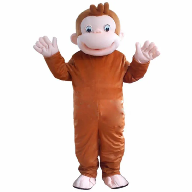 2019 Alta qualidade quente Curioso George Macaco Mascote Trajes Dos Desenhos Animados do Vestido Extravagante Traje Do Partido Do Dia Das Bruxas Adulto Tamanho