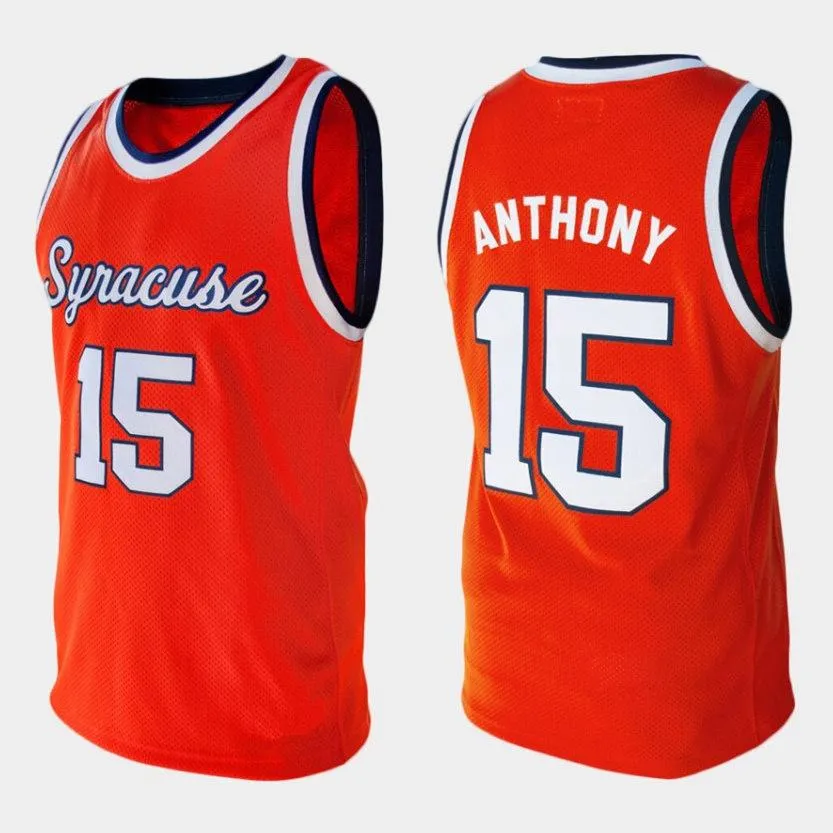 Syracuse Orange College Carmelo Anthony Retro # 15 Retro Basketball Jersey Mend Nom Nom Nom de Men