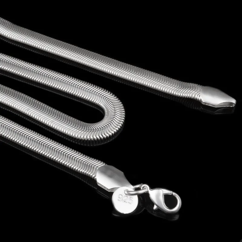 Pulsera Cadena De Serpiente 6X2Mm, Plana, 925 Plata De Ley