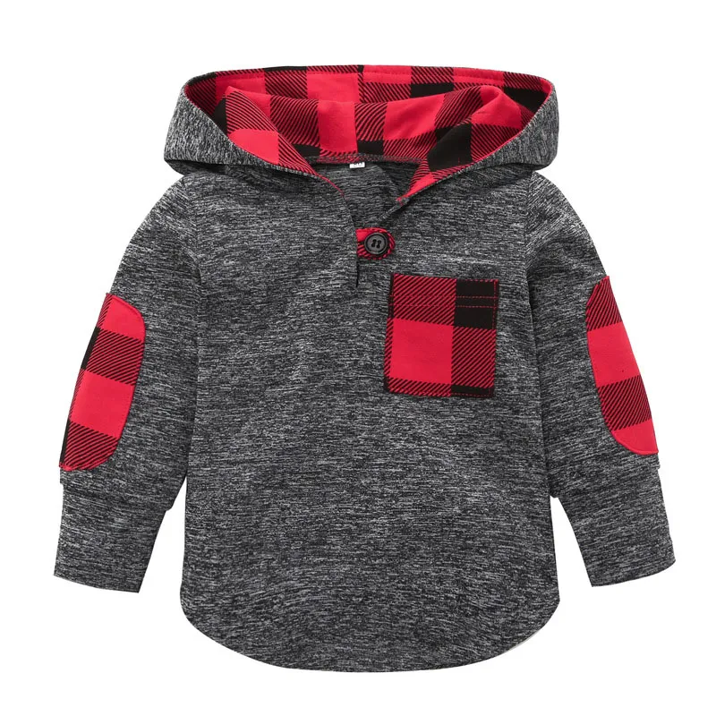 Baby Floral Lattice Hoodies Sweatshirt Barn Boys Flickor Plaid Toppar 2019 Vår Höst T-shirts Mode Kids kläder C5814