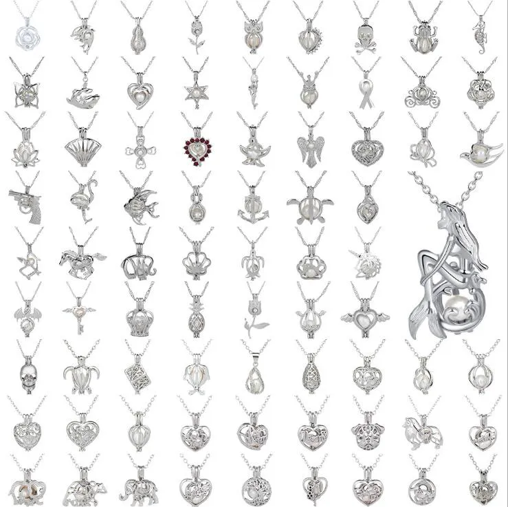 53 styles pendentif cage de perles cages d'ouverture charme médaillon et chaînes de serpent lisses en argent sterling 925 montages de bijoux de bricolage de mode GB1640