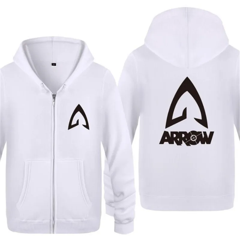 Mens Hoodie Movie Justice League Arrow Hoodies Men Fleece Long Sleeve Zipper Jacket Coat Sweatshirt Hip Hop Skate Tracksuit