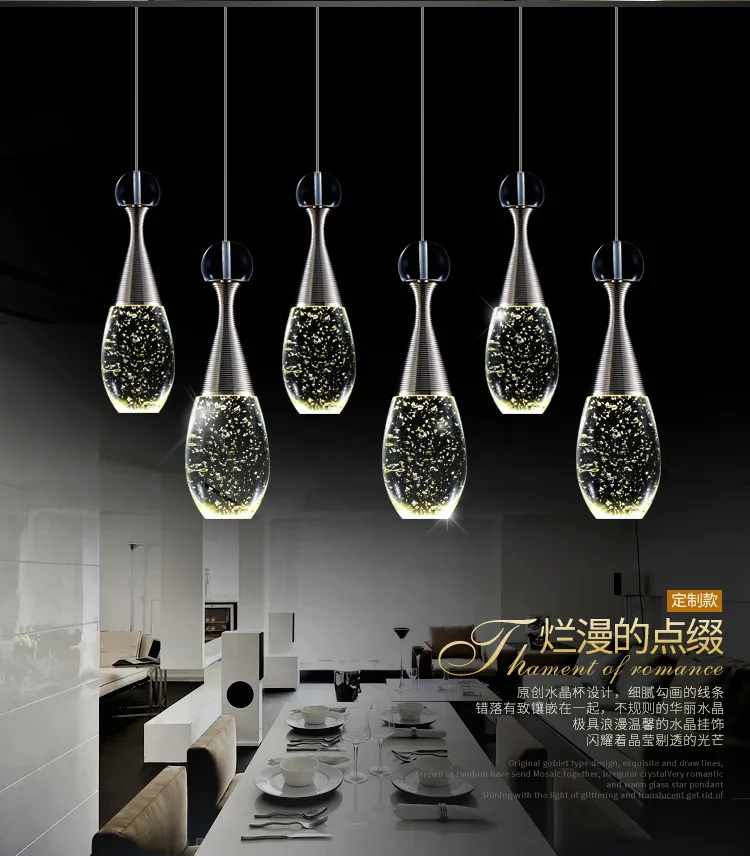 Bottiglia di lusso moderna Lampadari a Led Illuminazione Luminaria Lustre Crystal Sala da pranzo Lampadario a sospensione a Led Lampada a sospensione a Led