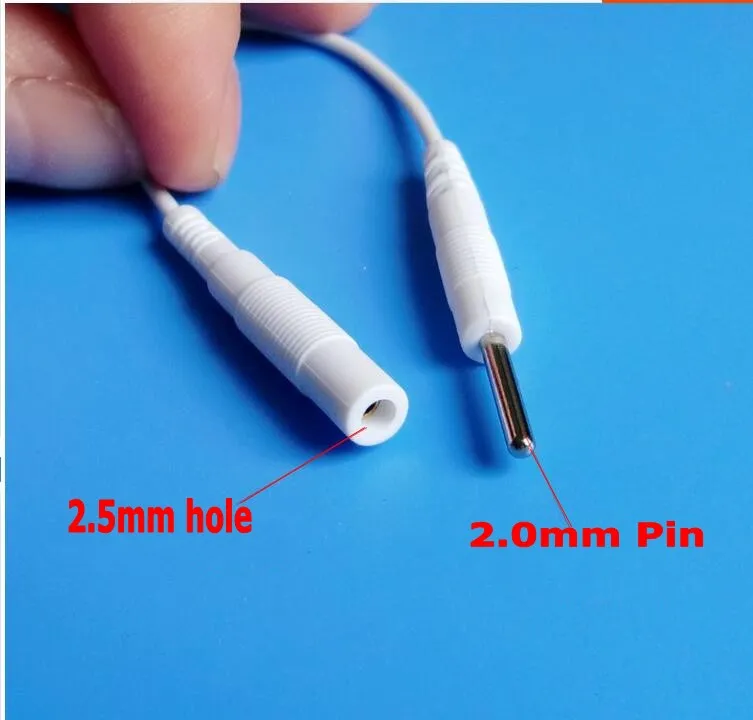 100 adet / grup fiş 2.5mm delik 2.0mm pin adaptörü tieline kısa kablolar elektrot telleri tens kablosu