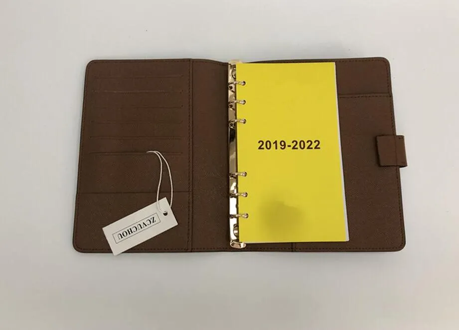 2020 Brand Agenda Brand Note BOOK Cover Leather Diary Leather with dustbag and Invoice card Note books Style Gold ring