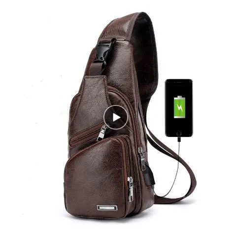 디자이너 - 남자의 크로스 바디 가방 남자의 USB 가슴 가방 디자이너 메신저 가방 가죽 어깨 가방 대각선 패키지 2018 새로운 백팩