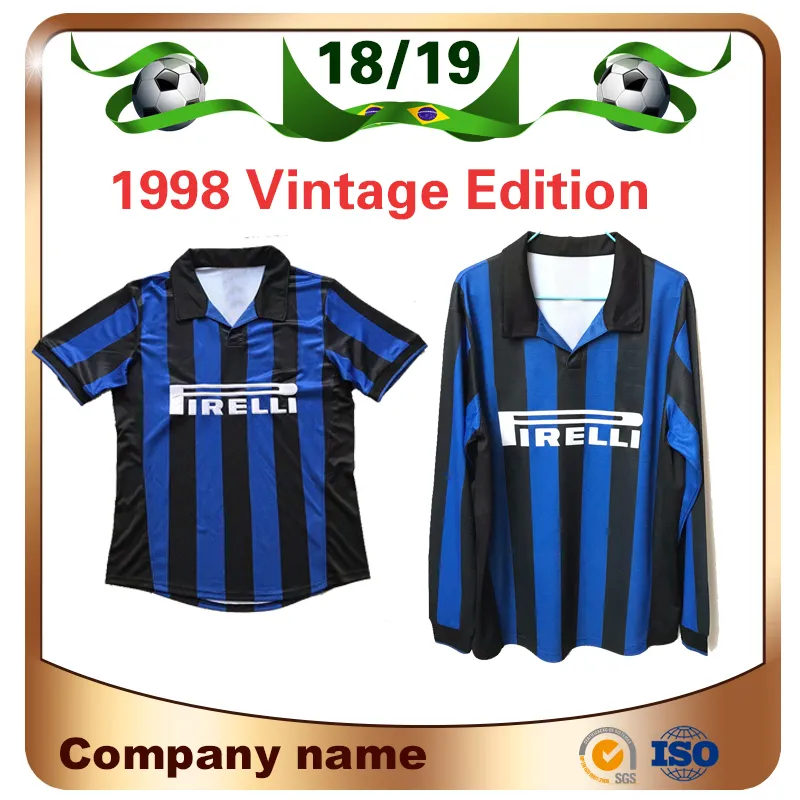 1998 Milan İrlanda retro futbol forması 1998/1999 ev #10 BAGGIO #9 RONALDO Futbol forması Uzun kollu futbol forması satışı