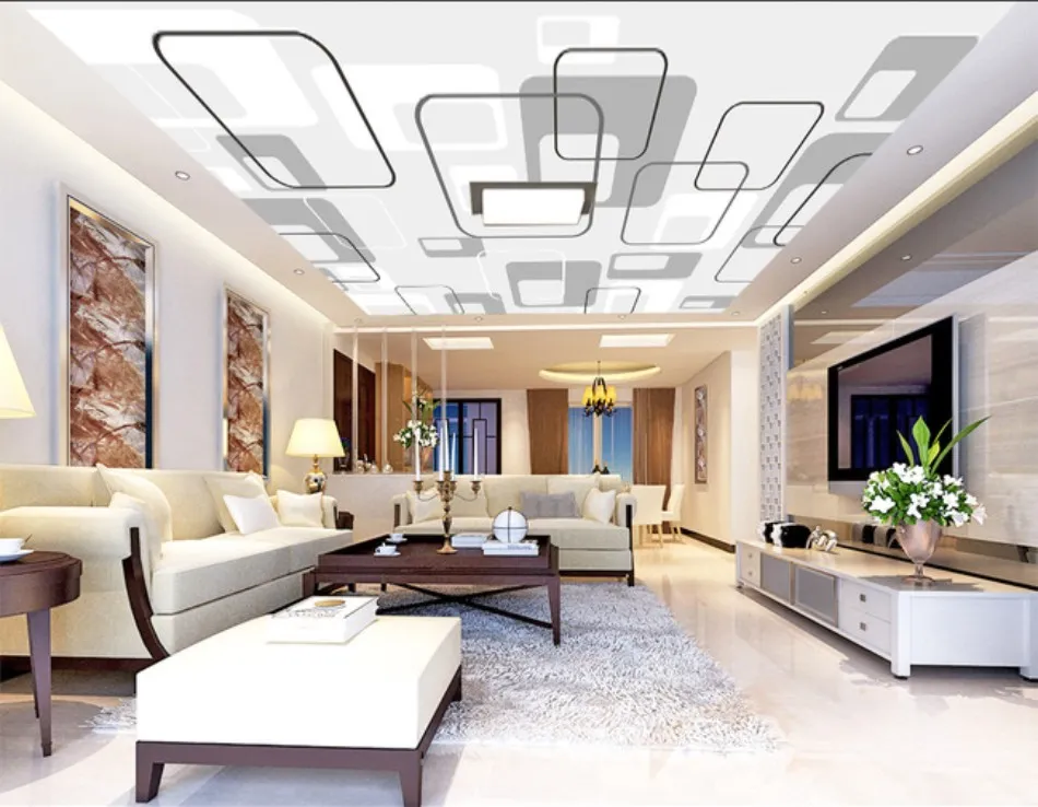 Геометрический рисунок потолка плафон Пользовательские 3D фото обои для гостиной потолка Украшение Mural обои