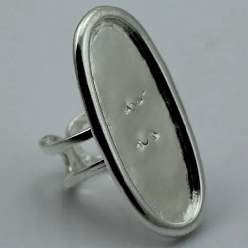 Beadsnice Anello con castone grande Base per anello per creazione di gioielli Bronzo antico regolabile Forma ovale Senza nichel Senza piombo ID 1875