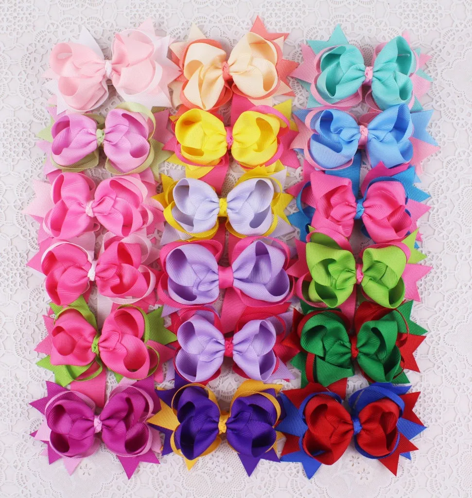 Kids Girls Ribbon Bows Clips avec épingles à cheveux Boutique Navy Rose Rose Rose Bow Hairclips Headswear Facite Hair Accessoires HD3441