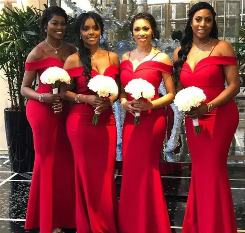 Modest Red Bridesmaid Dresses Mermaid Off Shoulder Summer Country Garden Formal Wedding Party Guest Maid Of Honor Gowns Plus Size From 464 34 DHgate