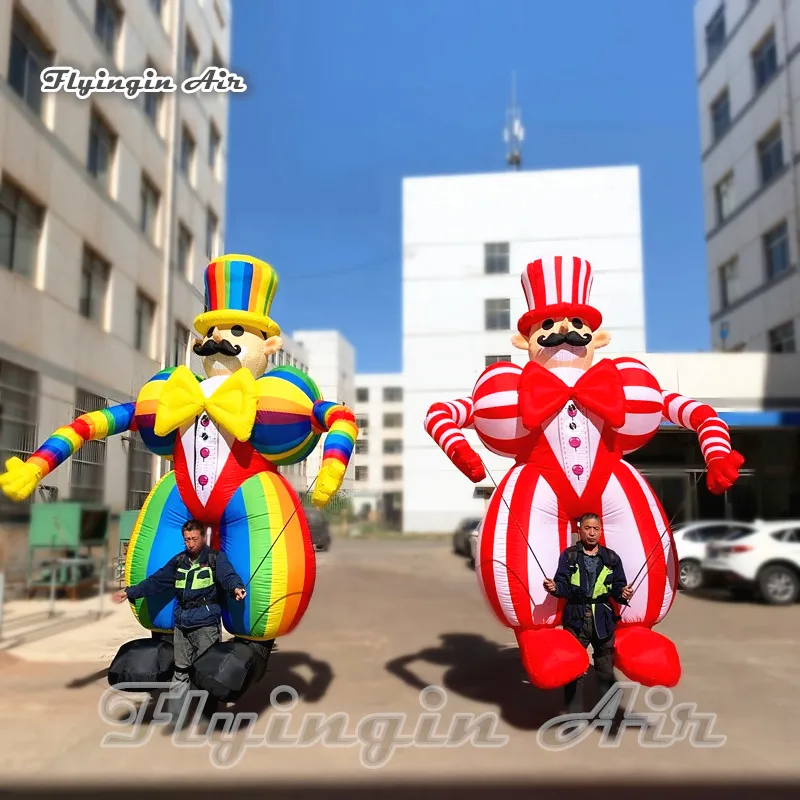 Volwassen Draagbare Opblaasbare Clownpop 3.5m Kleurrijke Blow Up Clown Suits Walking Performance Kostuum voor Circus City Parade Show