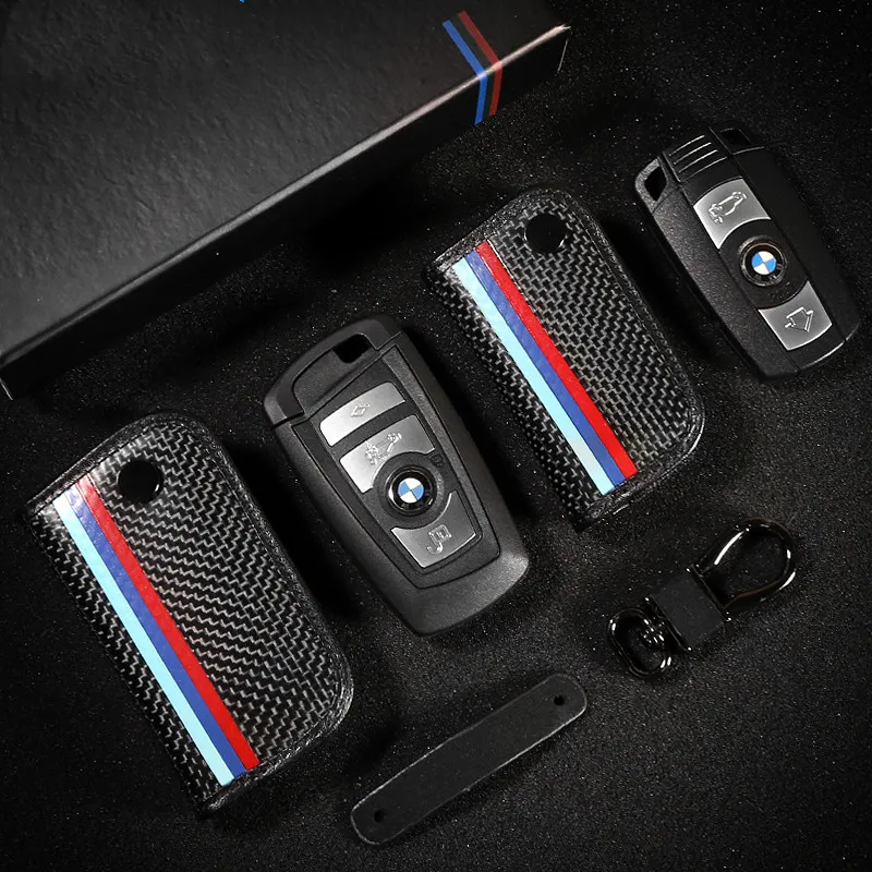 Carbon Fiber Leather Car Key Case Cover for Bmw E90 F30 F34 F10 E70 E71 X1 X3 X4 X5 X6 1 2 3 4 5 6 7 Serie Key Holder Wallet Bag