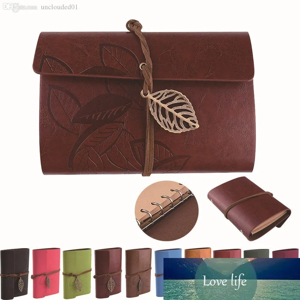 Leaf Pendant Faux Leather Cover NoteBook Travel Journal Sketchbook Bound Blank Diary