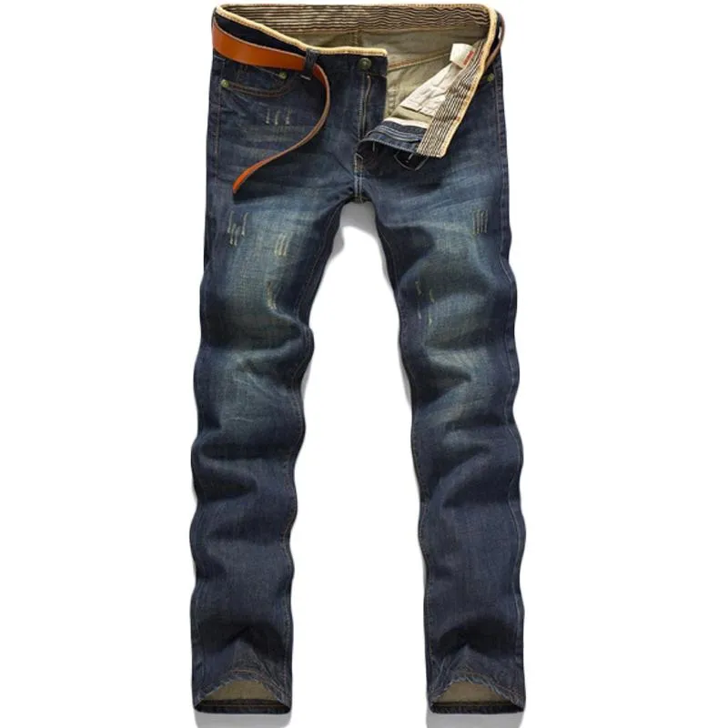Atacado-Clássico Venda Quente Stright Algodão Moda Confortável Calça Jeans Masculina Lavada