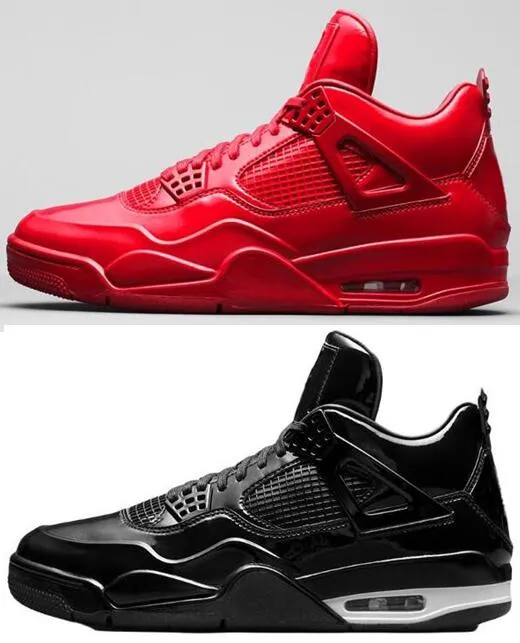 Alta qualidade 4s 11Lab4 Red Patent Leather Basketball Shoes Men 4 Black Sports Sneakers com caixa