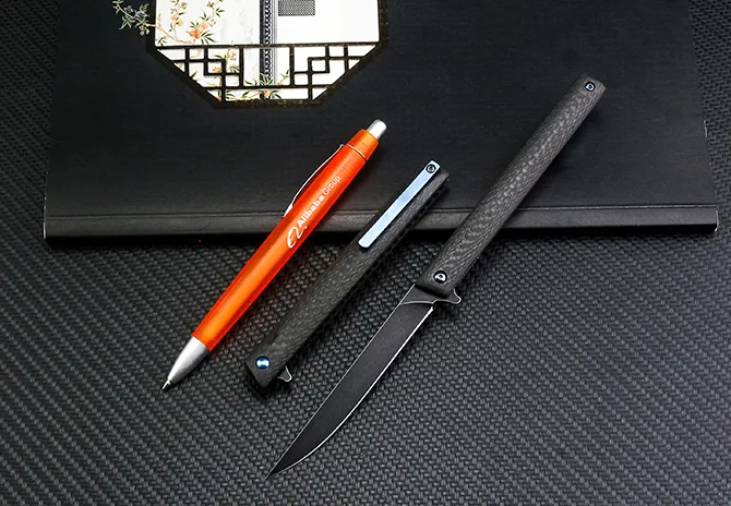 hot ball bearing flipper folding knife m390 black stone wash blade carbon fiber handle edc pocket gift knives