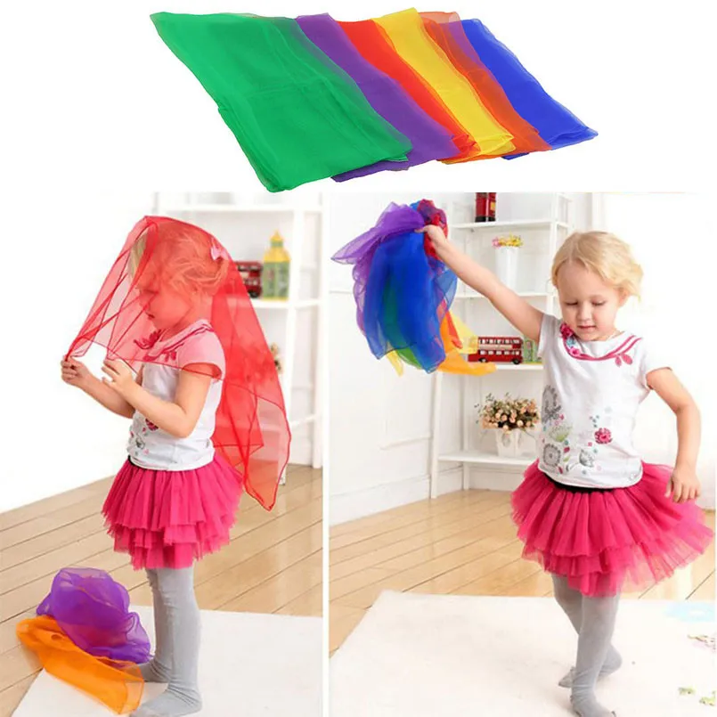 Coloré enfants gymnastique carré écharpe jeu de plein air jouet sport danse interactif mouchoir jouet éducatif 20 couleurs à choisir