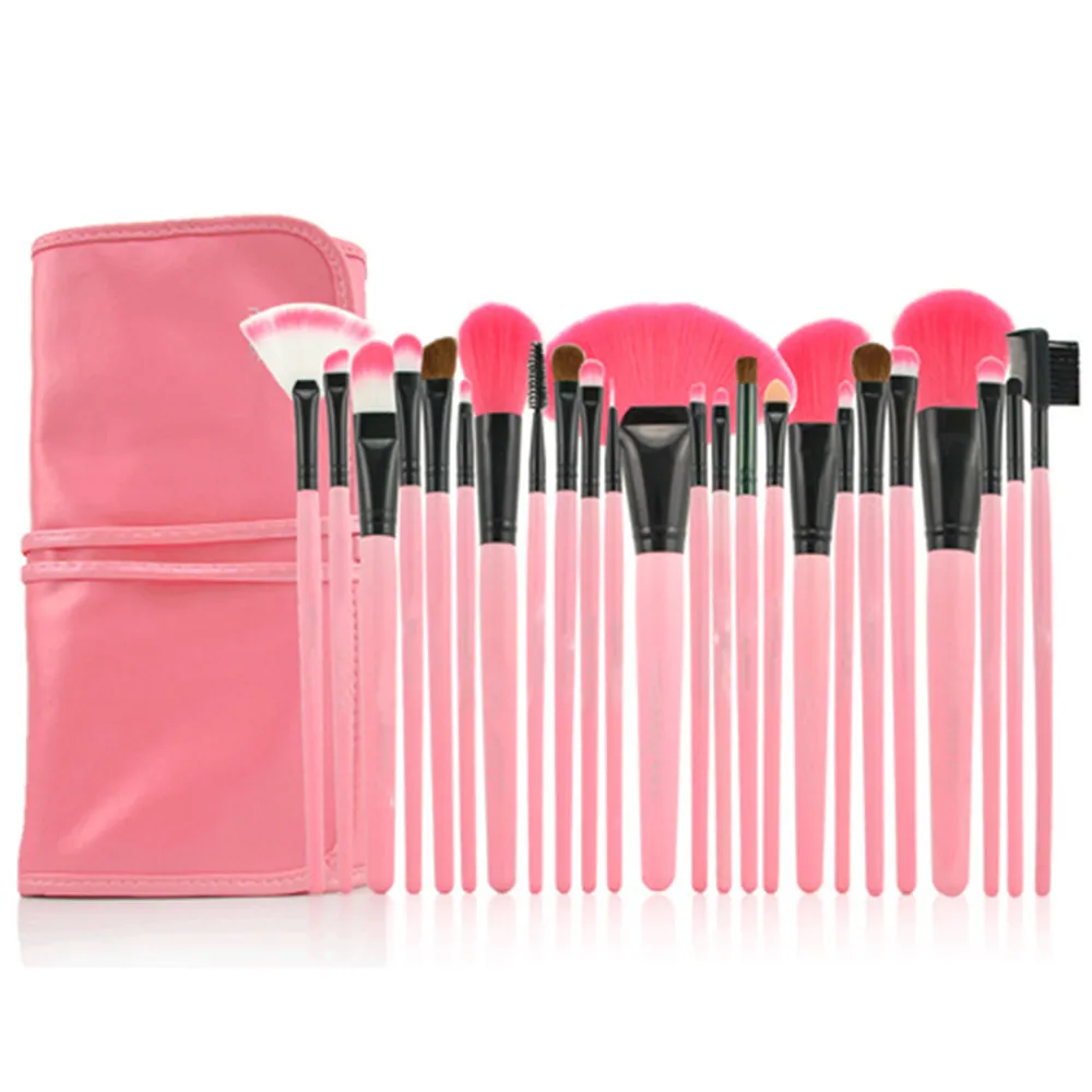 24 PCS Professional Makeup Brushes Set Pink Highlighting Lip Powder Foundation Concealer Blush Eye Shadow Eyebrow Eyeliner Cosmetic Brush