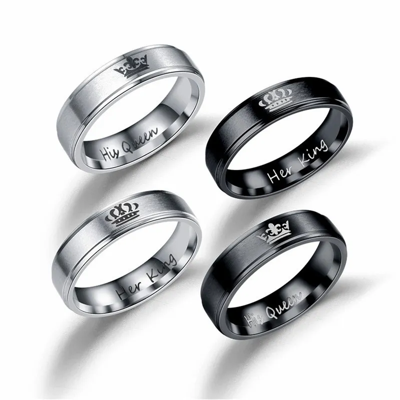 Seu rei sua rainha anéis de banda carta de aço inoxidável anel para mulheres homens amantes casamento jóias presente dropship