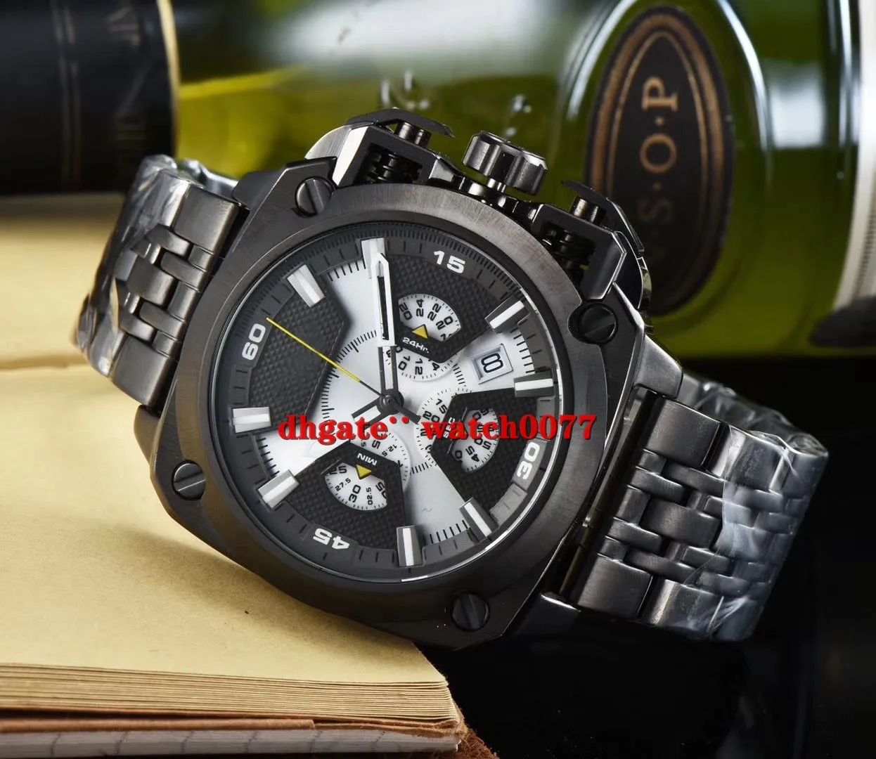 Designer Watch Square Gray Gunmetal Chronograph Stainless Steel