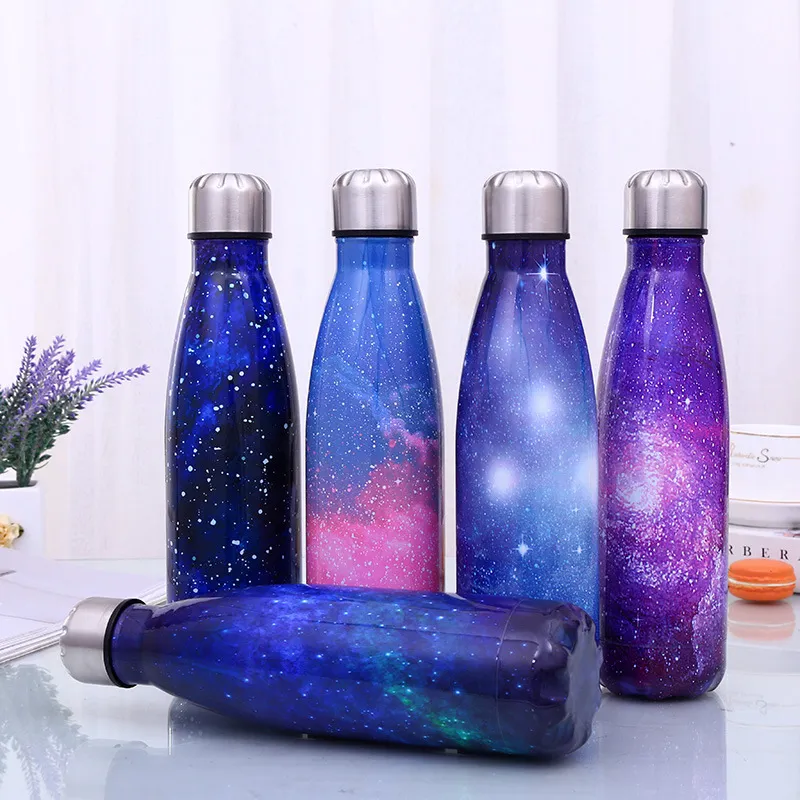 Starry Sky Cola Shaped Water Bottle Vacuum Insulated Outdoor Travel Water Bottle Stainless Steel Double Wall Coke Shape Water Cup DBC VT1214