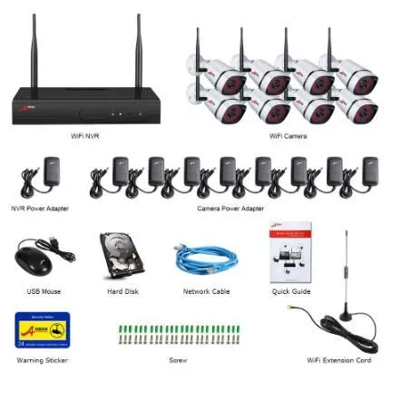 ANRAN AR-K08W2H-S360 8CH NVR 1080P HD Wireless NVR CCTV P2P Outdoor+Indoor Weatherproof Night-Vision WIFI Security Camera System