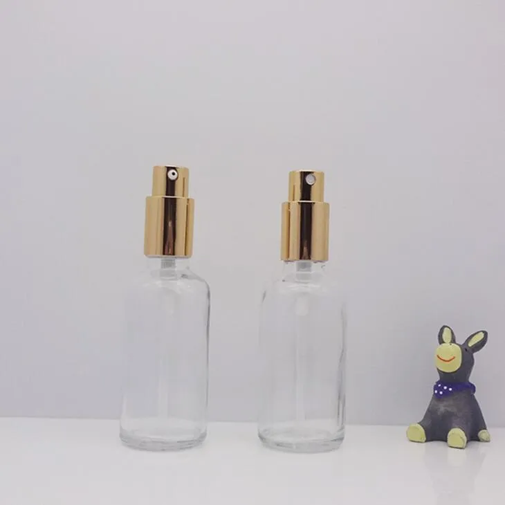 Şeffaf Cam Şişeler Sprey 330pcs / lot Boş Parfüm Şişesi Atomizer Kozmetik Parfüm Konteynerleri ile Altın Kapak LX2360