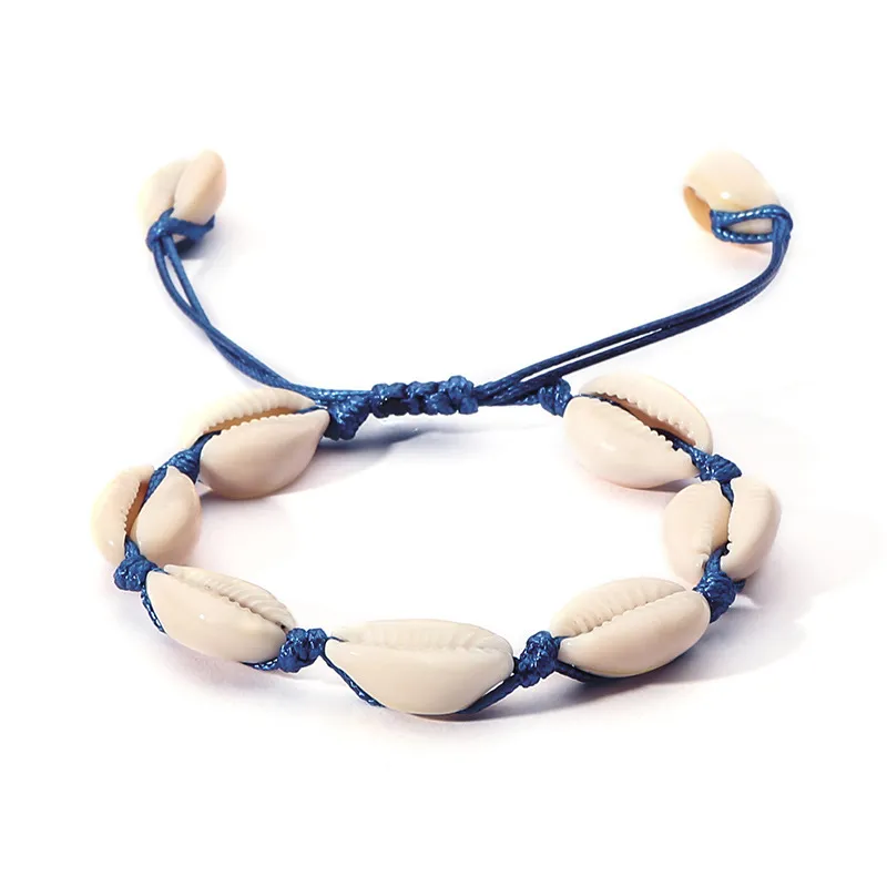 Natural Shell Flätat Rope Armband Män och Kvinnor Justerbar Anklet Födelsedag Påsk Fritidsgåva Armband En mängd olika val