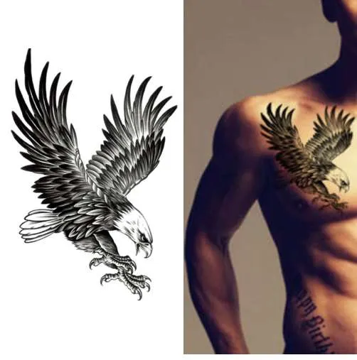 Nuevo Águila impermeable temporal arte corporal brazo hombro pecho tatuaje pegatina mujeres