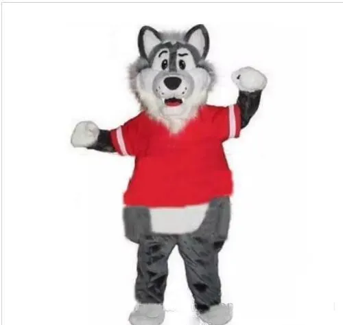 2019 desconto venda de fábrica adulto lanoso lobo cinza mascotes trajes de mascote ems frete grátis