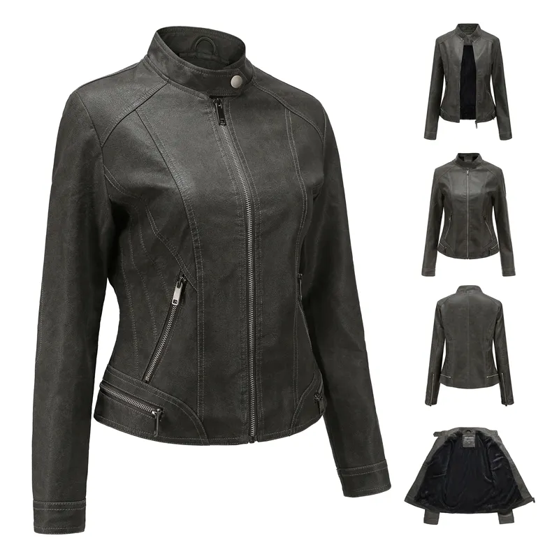 Women's Vintage Racer Jacket | PU Leather Sexy Coat For Ladies