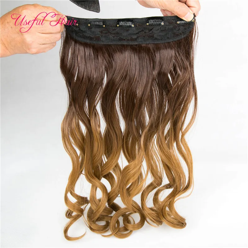Ombre Synthetic Clip In Extensions Clip In Extensions Brown Blonde
