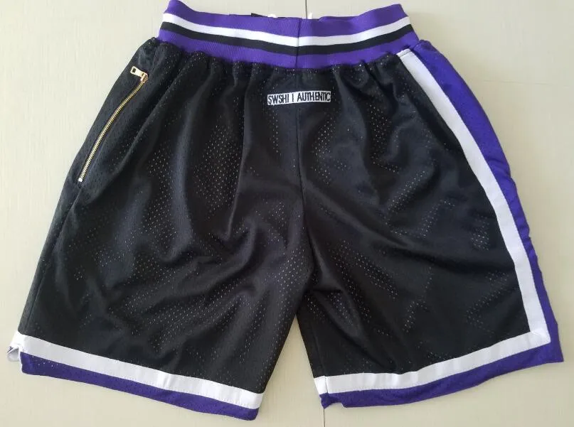 New Team 98-99 Vintage Baseketball Shorts Zipper Pocket Running Clothes Black Color Just Done Size S-XXL