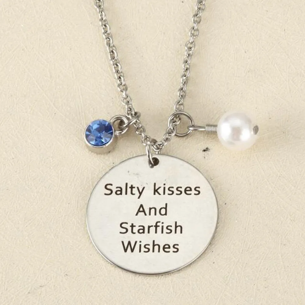 Petit amie Girlfriend Cadeau Salty Bisous Bisou et étoile de mer Sous réserve Collier Collier rond Crystal Pendentif Plage Collier romantique