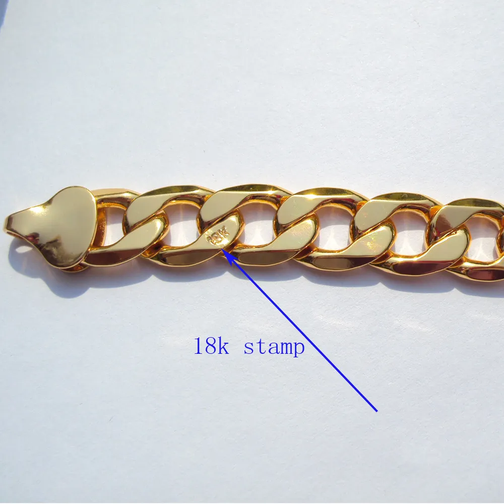 18 K ソリッド GoldGF 本物仕上げ 18 K 刻印 10mm ファイン カーブ キューバ リンク チェーン ネックレス メンズ メイドイン ベスト 600mm