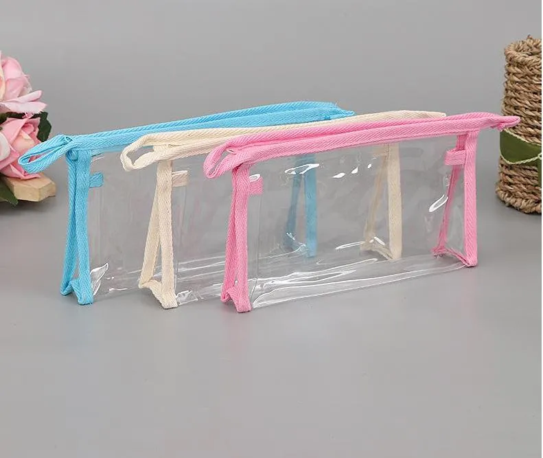 Neceser Viaje Impermeable Pvc Bolsas Aseo Transparentes - Impermeables PVC - Cremallera - Viaje Avión - Rosa - 20x17x14.5cm Neceser Transparente Avión