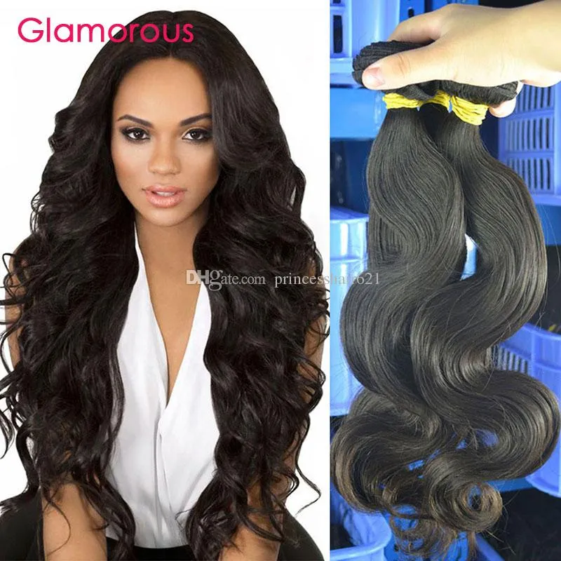 Glamorous Hair Products Body Wave Human Hair Weave 3 Pieces Raw Unprocessed Virgin Brazilian Indian Malaysian Peruvian Hair Bundles 100g/pcs